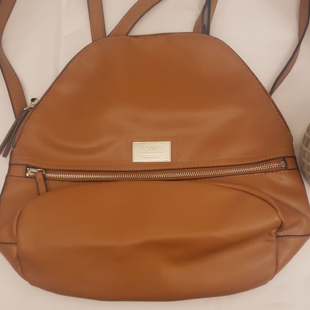 Jones New York Signature Tan Backpack Silver Hardware - Picture 1 of 14